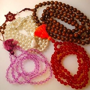 SET of FOUR Crystal Mala Beads Necklace Prayer Meditation Adornment